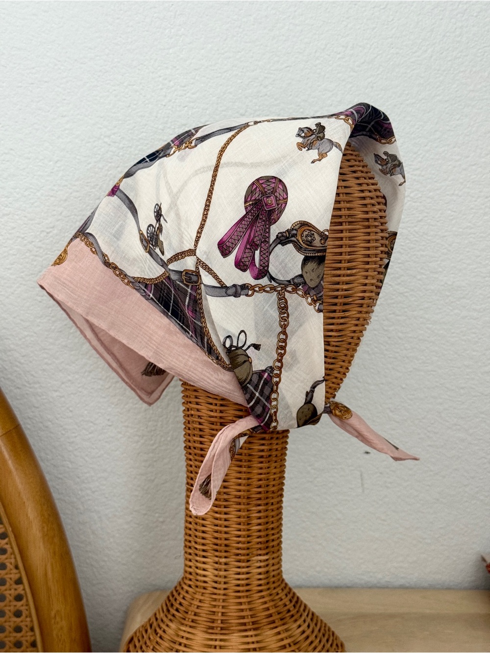 Vintage Burberrys Equestrian Horsebit Cotton Bandana Scarf Made in Japan - Picture 5 of 12